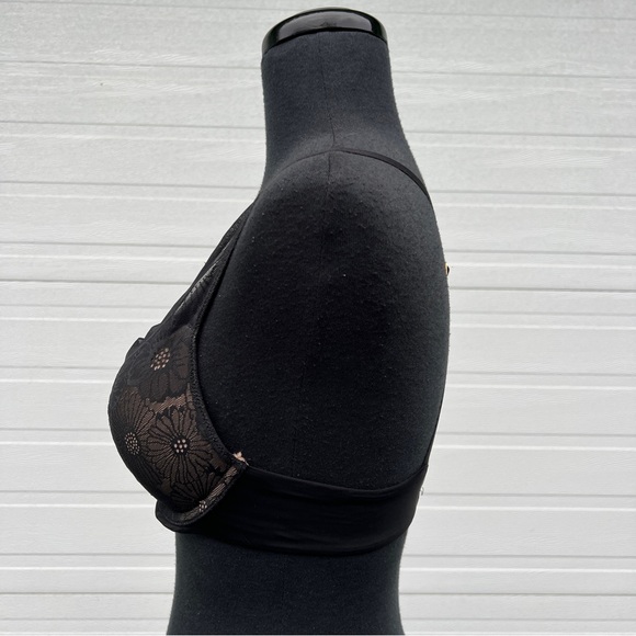 Aerie Black Floral Real Power Plunge Push Up Bra, 34B - Picture 3 of 9